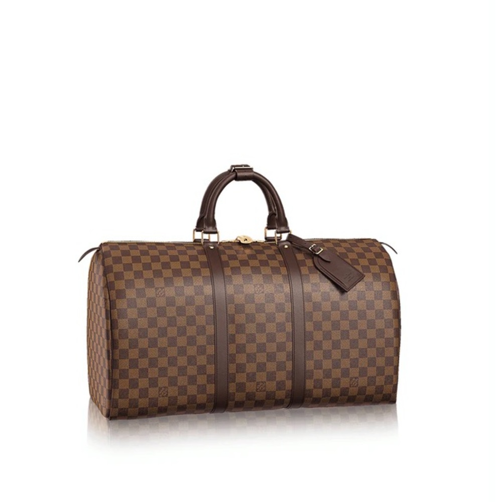 Louis Vuitton KeepallDamier Ebene 50 Brown / Designer Travel Duffle Bag